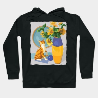 Cat and Sunflowers Hoodie